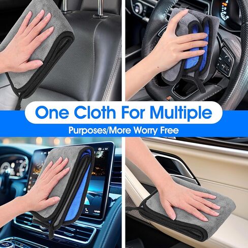 18 Count Microfiber Cleaning Towels for Cars 800 GSM Thick Plush Microfiber Cleaning Cloth Dusting Cloth Auto Detailing Absorbent Towels for Car Kitchen Window, 15.75 x 11.8 Inch in Saudi Arabia