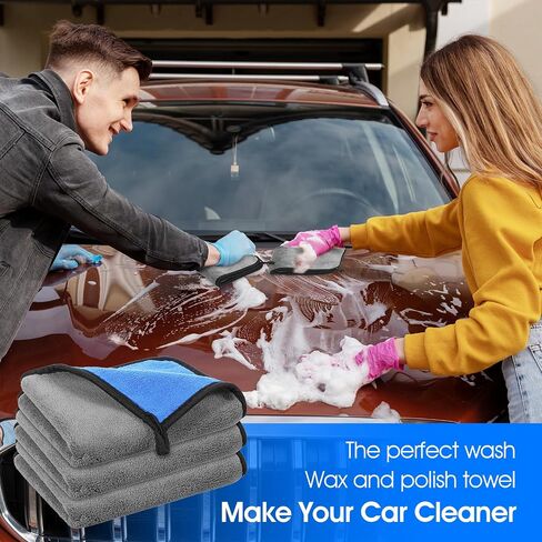 18 Count Microfiber Cleaning Towels for Cars 800 GSM Thick Plush Microfiber Cleaning Cloth Dusting Cloth Auto Detailing Absorbent Towels for Car Kitchen Window, 15.75 x 11.8 Inch in Saudi Arabia