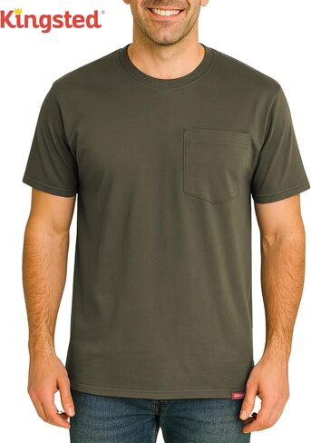 قمصان جيب Kingsted للوزن الثقيل للرجال - Tees Crewneck Crewneck Super Super 100 ٪ - تناسب الراحة الكلاسيكية المصنوعة جيدًا in Kuwait