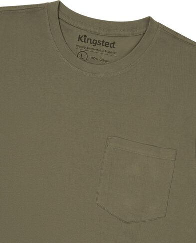 قمصان جيب Kingsted للوزن الثقيل للرجال - Tees Crewneck Crewneck Super Super 100 ٪ - تناسب الراحة الكلاسيكية المصنوعة جيدًا in Kuwait