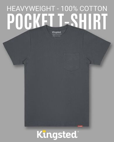 قمصان جيب Kingsted للوزن الثقيل للرجال - Tees Crewneck Crewneck Super Super 100 ٪ - تناسب الراحة الكلاسيكية المصنوعة جيدًا in Kuwait