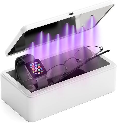UV Light Sanitizer Box with Wireless Charging, 8 UV-C LED Lights for Phones, Toothbrushes, Nail Tools, Jewelry, and More (Green) in Saudi Arabia