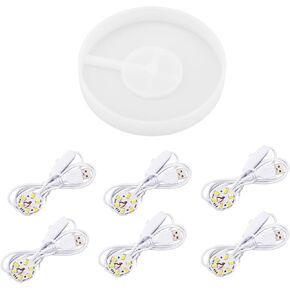 7pcs عرض قاعدة مع مصابيح LED ، مصباح مستديرة قوالب السيليكون مصباح DIY Craft الزفاف الجدول الزفاف الزواج الداخلي الفناء في الهواء الطلق استخدام (3.35 بوصة القطر) in Kuwait
