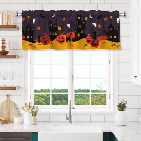 Sage Green Leaf Valance Stain for Windows ، Starke Tracte Strain Strain Pocket Pocket للمطبخ/الحمام/غرفة المعيشة 54 "× 18" in Saudi Arabia