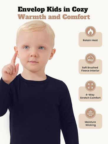 Rupy Kids Thermal Underwear Set Fleece Lined Long Johns for Toddler Boys Girls 2T-5T Soft Base Layer for Winter in Saudi Arabia