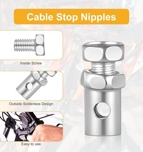 20Pcs Throttle Cable Ends, Universal 1/8" Throttle Cable Stop Nipples Clutch Brake Ends Repair for Bike Go Kart Motorcycles Lawn Mowers Tractors (Silver) in Saudi Arabia
