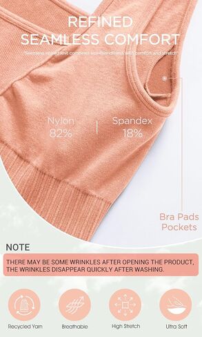 ODODOS Seamless Square Neck Sports Bra for Women Ribbed Crop Tank Casual Low Back Cropped Tops in Saudi Arabia