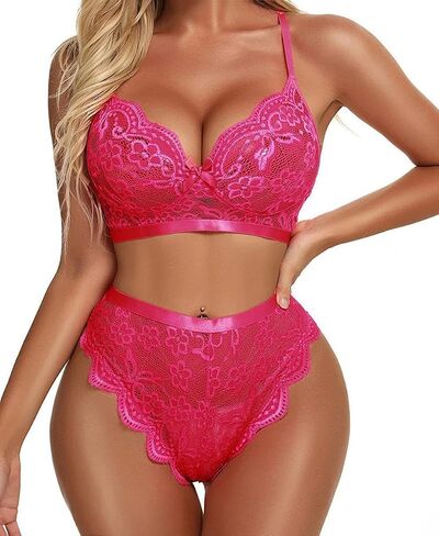 Lingerie Set for Women Wireless Bra and Panty Set Lace Boudoir Outfits in Saudi Arabia