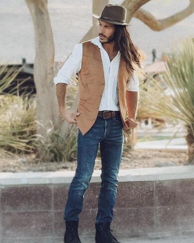 Century Star Men's Suede Leather Cowboy Vest Western Suit Casual Dress Wedding Slim Fit Waistcoat Renaissance Pirate Medieval in Saudi Arabia