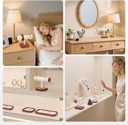 T-Bar Bracelet Display Stand, Wooden Base Jewelry Holder, Space Saving Design for Personal Use and Vendors (Old Lace) in Saudi Arabia