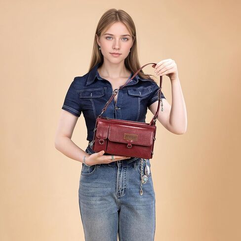 Wrangler Y2K Purse Small Shoulder Bag for Women with Western Detachable Charms & Multiple Pockets in Saudi Arabia