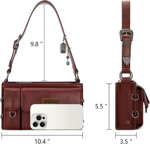 Wrangler Y2K Purse Small Shoulder Bag for Women with Western Detachable Charms & Multiple Pockets in Saudi Arabia
