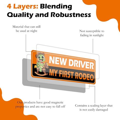 5Pcs Turtle Novice Driver Car Stickers, Beginner Magnet Supplies for Car Student Driver Sign, Lovely New Driver Sticker Supplies Suitable for Keeping a Safe Distance on The Road in Saudi Arabia