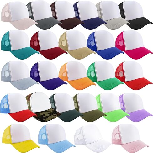 26 Pcs Kids DIY Sublimation Trucker Hats Summer Baseball Caps Adjustable Mesh Hats for Running Cycling Outdoor Sports in Kuwait