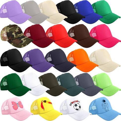 26 Pcs Kids DIY Sublimation Trucker Hats Summer Baseball Caps Adjustable Mesh Hats for Running Cycling Outdoor Sports in Kuwait