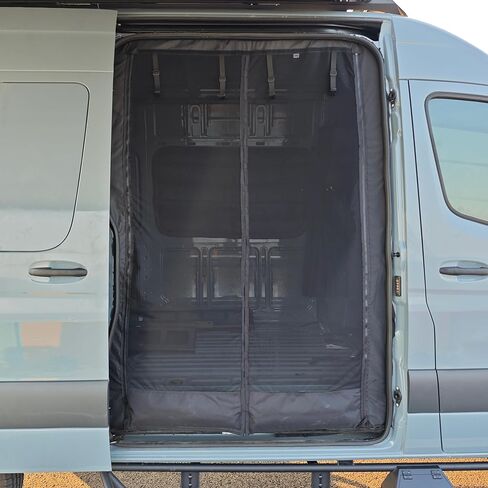 Upgrade Bug Screen for Mercedes-Benz Sprinter High Roof, Rear Door Bug Mesh Screen, Weighted Bottom Seam for Wind Resistance, Extra Privacy Panel, Center Zipper Closure in Saudi Arabia
