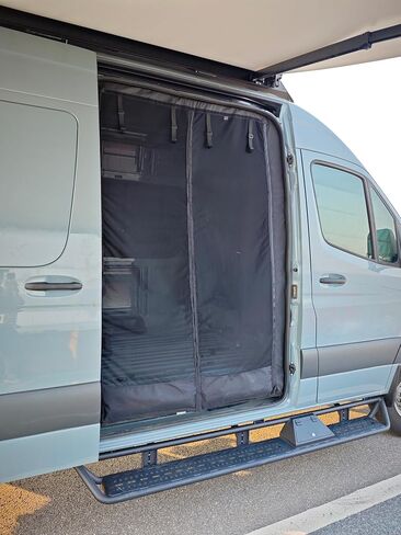Upgrade Bug Screen for Mercedes-Benz Sprinter High Roof, Rear Door Bug Mesh Screen, Weighted Bottom Seam for Wind Resistance, Extra Privacy Panel, Center Zipper Closure in Saudi Arabia