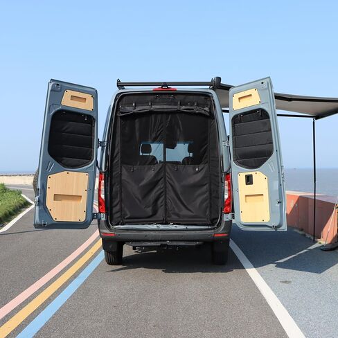 Upgrade Bug Screen for Mercedes-Benz Sprinter High Roof, Rear Door Bug Mesh Screen, Weighted Bottom Seam for Wind Resistance, Extra Privacy Panel, Center Zipper Closure in Saudi Arabia