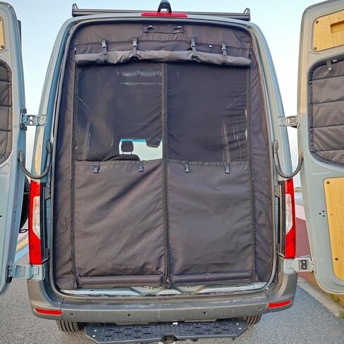 Upgrade Bug Screen for Mercedes-Benz Sprinter High Roof, Rear Door Bug Mesh Screen, Weighted Bottom Seam for Wind Resistance, Extra Privacy Panel, Center Zipper Closure in Saudi Arabia