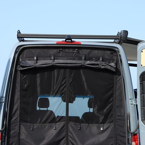 Upgrade Bug Screen for Mercedes-Benz Sprinter High Roof, Rear Door Bug Mesh Screen, Weighted Bottom Seam for Wind Resistance, Extra Privacy Panel, Center Zipper Closure in Saudi Arabia