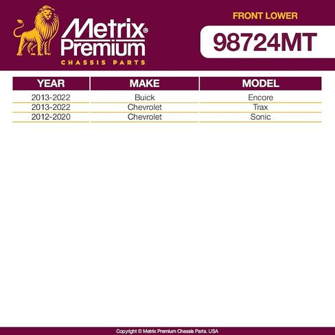 Metrix Premium Chassis Parts - 2 PC Front Lower Ball Joint Kit Fits 2013-2022 Buick Encore, 2013-2022 Chevrolet Trax, 2012-2020 Chevrolet Sonic, Replacement K500317, Made in Europe in Saudi Arabia