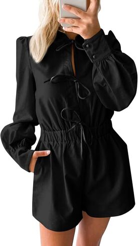 جرس Cicy Bell Womens غير الرسمي القصيرة القصيرة اللطيفة TIE TIE FRONT LONG LANERTER SROATS BHITSUTS مع جيوب 2025 ملابس الخريف in Saudi Arabia