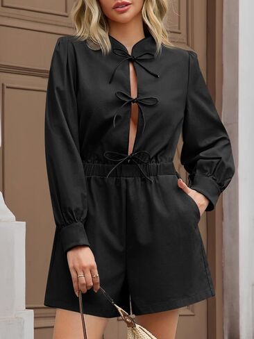 جرس Cicy Bell Womens غير الرسمي القصيرة القصيرة اللطيفة TIE TIE FRONT LONG LANERTER SROATS BHITSUTS مع جيوب 2025 ملابس الخريف in Saudi Arabia