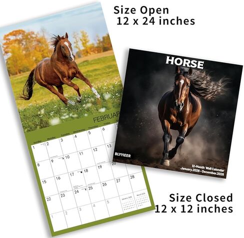 2025 Wall Calendar,Calendar 2025,Horse Cattle Monthly Wall Calendar, 12" x 24" Open,Family Planner Calendar Jul.2024 - Dec.2025,Home & Office Organizer,Hangable,Giftable in Kuwait