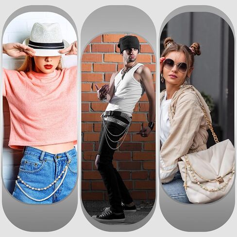 6 PCS Pant Chains سلسلة محفظة للرجال للرجال نساء جمجمة لؤلؤة السلسلة Jean إكسسوارات الأزياء سلسلة المفاتيح المعدنية in Saudi Arabia