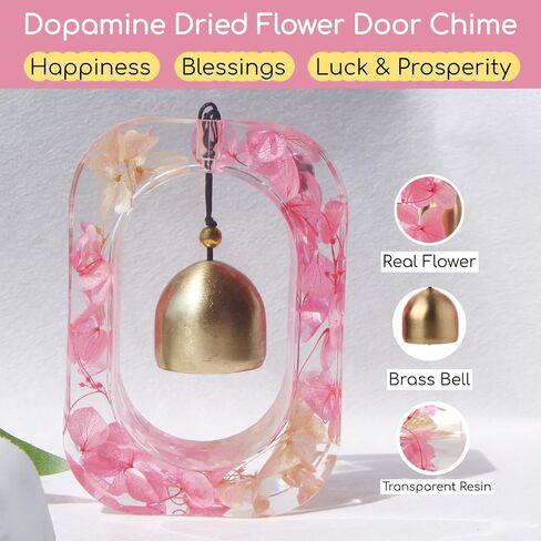 Magnetic Doorbell Chime with Pink Flower & Dopamine Color-Handcrafted Shopkeepers Bell for Door Opening-Unique Entryway Decoration for Home & Business-Thoughtful Housewarming Gift for Women in Saudi Arabia