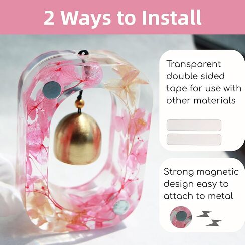 Magnetic Doorbell Chime with Pink Flower & Dopamine Color-Handcrafted Shopkeepers Bell for Door Opening-Unique Entryway Decoration for Home & Business-Thoughtful Housewarming Gift for Women in Saudi Arabia