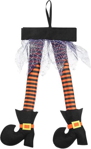 Spooky Halloween Wicked Prop Plush Witch Legs with Shoes, Perfect Hanging Decoration for Front Door, Wreath, Wall, Car, Outdoor Party and Indoor Home Decor in Saudi Arabia