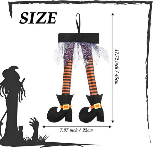 Spooky Halloween Wicked Prop Plush Witch Legs with Shoes, Perfect Hanging Decoration for Front Door, Wreath, Wall, Car, Outdoor Party and Indoor Home Decor in Saudi Arabia