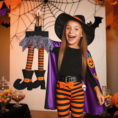 Spooky Halloween Wicked Prop Plush Witch Legs with Shoes, Perfect Hanging Decoration for Front Door, Wreath, Wall, Car, Outdoor Party and Indoor Home Decor in Saudi Arabia