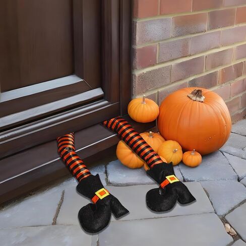 Spooky Halloween Wicked Prop Plush Witch Legs with Shoes, Perfect Hanging Decoration for Front Door, Wreath, Wall, Car, Outdoor Party and Indoor Home Decor in Saudi Arabia