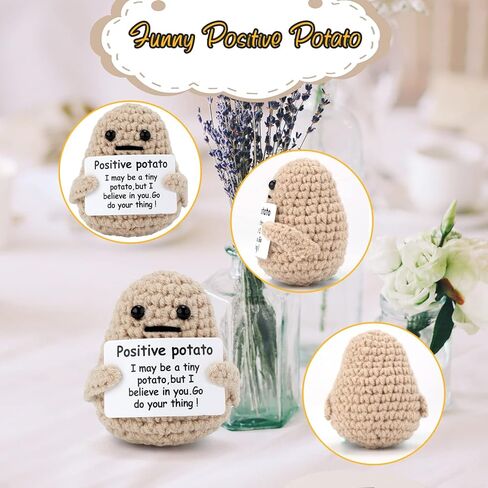 Knitted Highland Cow, Funny Cute Positive Cow Crochet Inspirational Knitted Doll with Positive Card Uplifting Knitted toy Gift for Friends Family Party Decoration in Kuwait