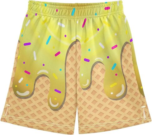 Boys Casual Shorts Athletic Gym Shorts with Elastic Waist Pocket Ice Cream Summer Sports Active Kids Clothes 7-15Y in Saudi Arabia
