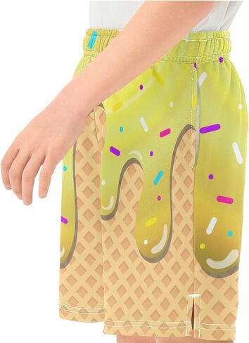 Boys Casual Shorts Athletic Gym Shorts with Elastic Waist Pocket Ice Cream Summer Sports Active Kids Clothes 7-15Y in Saudi Arabia