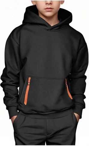 Boys Sweatshirts Long Sleeve Fleece Hoodie Thick Fashion Plain Hooded Pullover For Teens Fall Kids Clothes in Kuwait