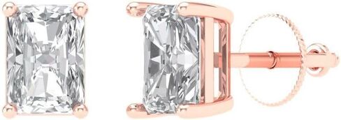 1.32 ct Brilliant Emerald Cut Solitaire Studs Synthetic Moissanite 14k White Gold Desginer Affordable Earrings Screw back in Saudi Arabia