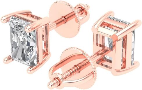 1.32 ct Brilliant Emerald Cut Solitaire Studs Synthetic Moissanite 14k White Gold Desginer Affordable Earrings Screw back in Saudi Arabia