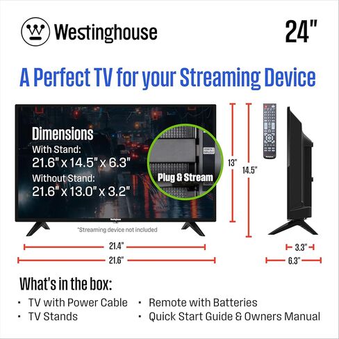Westinghouse 32 Inch TV, 720p HD LED Small Flat Screen TV with HDMI, USB, VGA, & V-Chip Parental Controls, Non-Smart TV or Monitor for Home, Kitchen, RV Camper, or Office in Kuwait