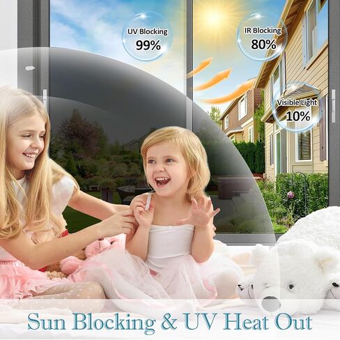 FuFin One Way Window Privacy Film with Installation Tools, 10% VLT Window Tint for Home, Reflective Mirror Glass Windows Coverings Sun Heat UV Blocking, PET Material, 17.5Inch×78.7Inch in Kuwait