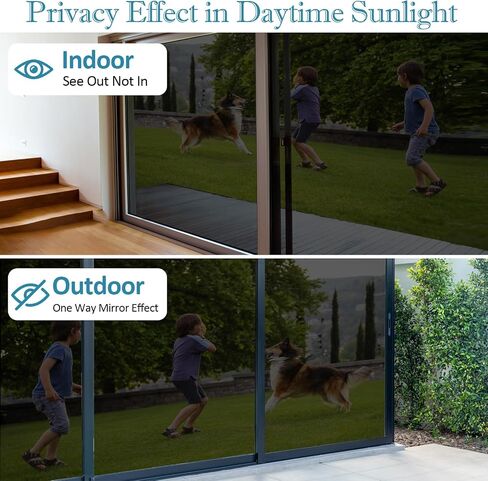 FuFin One Way Window Privacy Film with Installation Tools, 10% VLT Window Tint for Home, Reflective Mirror Glass Windows Coverings Sun Heat UV Blocking, PET Material, 17.5Inch×78.7Inch in Kuwait