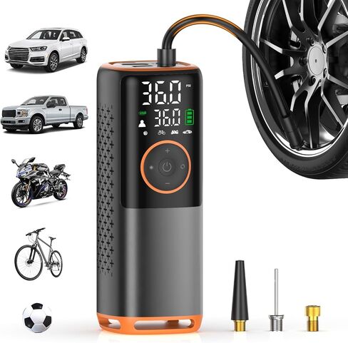 Tire Inflator Portable Air Compressor-160 PSI Car Tire Air Pump Portable,Bike Pump with Gauge,Portable Tire Pump for Car, Bike, Motorcycle Tires, Balls in Saudi Arabia