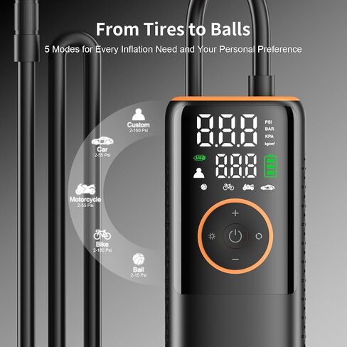 Tire Inflator Portable Air Compressor-160 PSI Car Tire Air Pump Portable,Bike Pump with Gauge,Portable Tire Pump for Car, Bike, Motorcycle Tires, Balls in Saudi Arabia