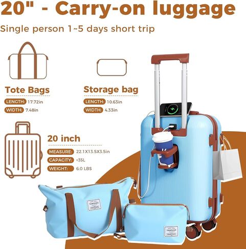 Luggage 10 Piece Set, 20″ Carry On Luggage with Suitcase Organiser, PC+ABS Hard Shell Suitcase, with Spinning Wheels, Suitable for Business Travel, Travel Essentials (Black) in Saudi Arabia