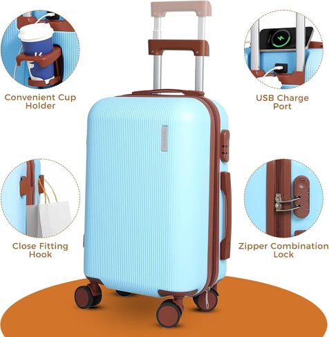 Luggage 10 Piece Set, 20″ Carry On Luggage with Suitcase Organiser, PC+ABS Hard Shell Suitcase, with Spinning Wheels, Suitable for Business Travel, Travel Essentials (Black) in Saudi Arabia