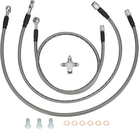 M MATI "+3" Stainless Braided Brake Lines Kit for Kawasaki KFX400 2003-2004 for Suzuki QuadSport Z 400 LT-Z400 2003-2008 for Arctic Cat DV-X 400 2004 43095-S007 59480-07G11 59240-07G11 3406-044 in Saudi Arabia