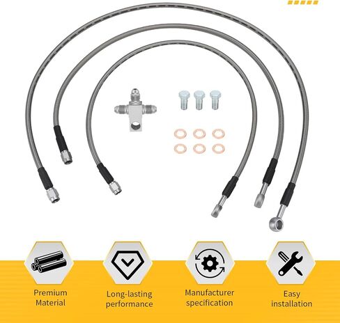 M MATI "+3" Stainless Braided Brake Lines Kit for Kawasaki KFX400 2003-2004 for Suzuki QuadSport Z 400 LT-Z400 2003-2008 for Arctic Cat DV-X 400 2004 43095-S007 59480-07G11 59240-07G11 3406-044 in Saudi Arabia